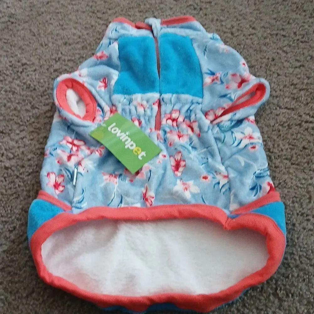 Lightweight Flannel Dog Winter Coat Skin-Friendly Fabric Island Floral NEW Sz M